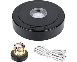 JOJOCY Black Rotating Round LED Light Base, 4 Rotating and 8 Light Modes Display Stand, Multiple LED Color Rotating - ShopVlot