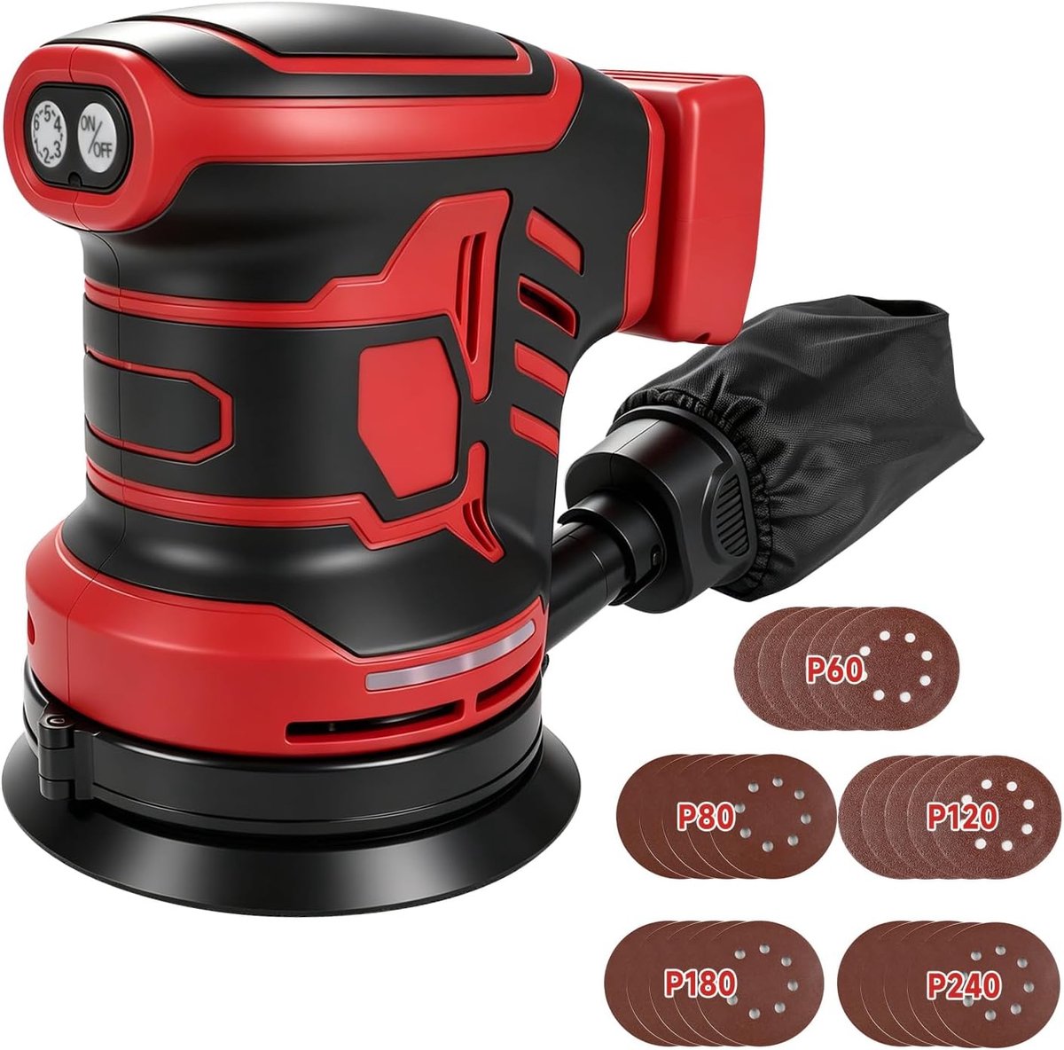 Borstelloze excentrische schuurmachine, compatibel met Milwaukee M18, 125 mm Brushelss elektrische willekeurige - ShopVlot