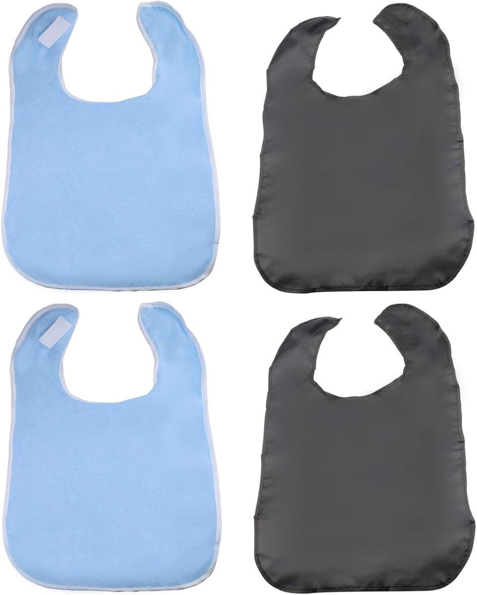 Yitexin 4 Adult Bibs for Eating, Reusable and Washable Sponge Cloth Bibs, Meal Clothing Protection, Unisex Adult Men - ShopVlot