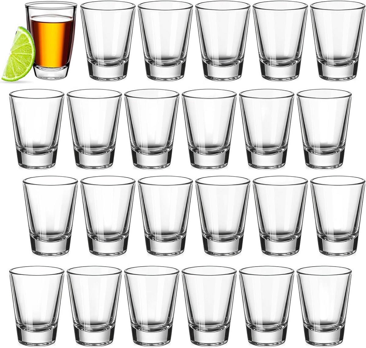 Pack of 12 Shot Glasses, Egg Shaped Wine Glass, 1 fl oz, Transparent Shot Glasses, Thick Bottom Tempered Glass - ShopVlot