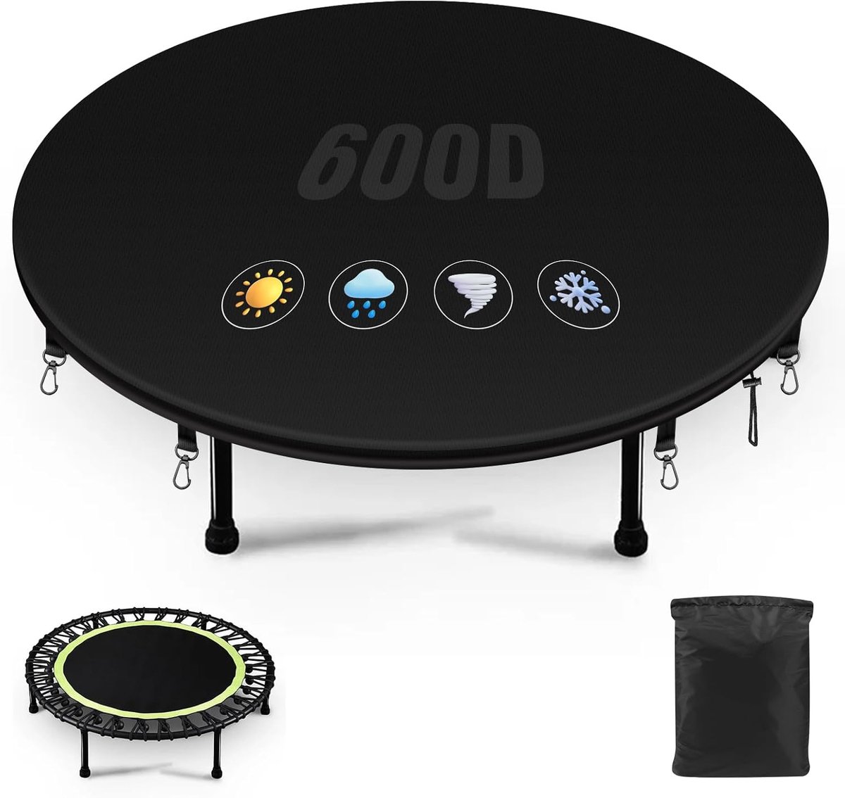 Trampoline Cover, Suitable for Diameter 305 cm, 600D, Weatherproof, Tear-resistant, UV-Resistant, Outdoor Trampoline - ShopVlot