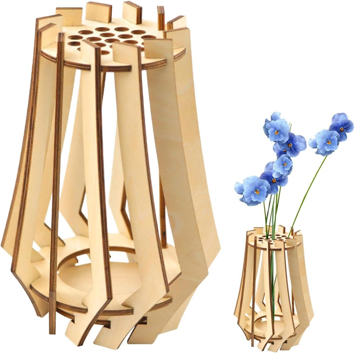1 piece puzzle vase, creative wooden puzzle, home decoration, wooden vase, creative toys. - ShopVlot