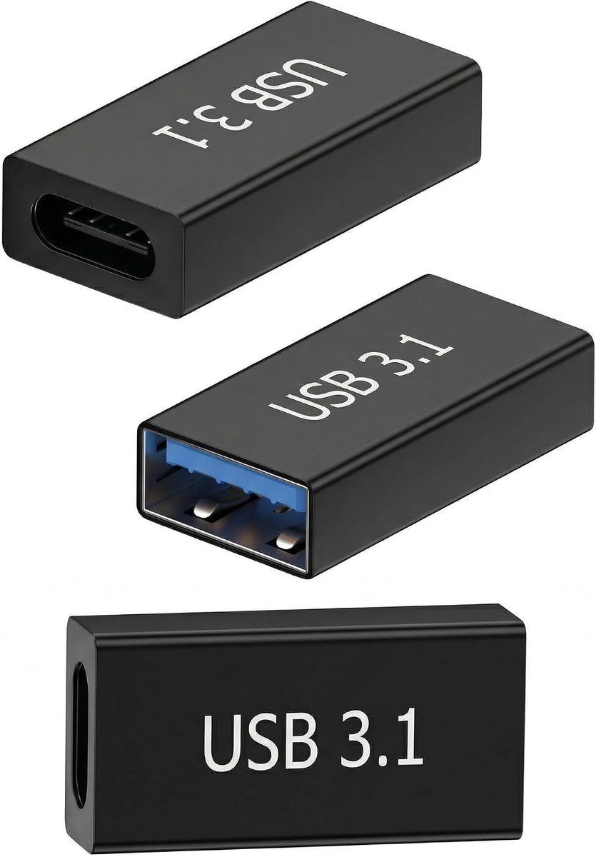 Adapter USB C-aansluiting naar USB A-aansluiting, 3-delig, USB naar USB C-adapter van aluminiumlegering, USB-converter - ShopVlot
