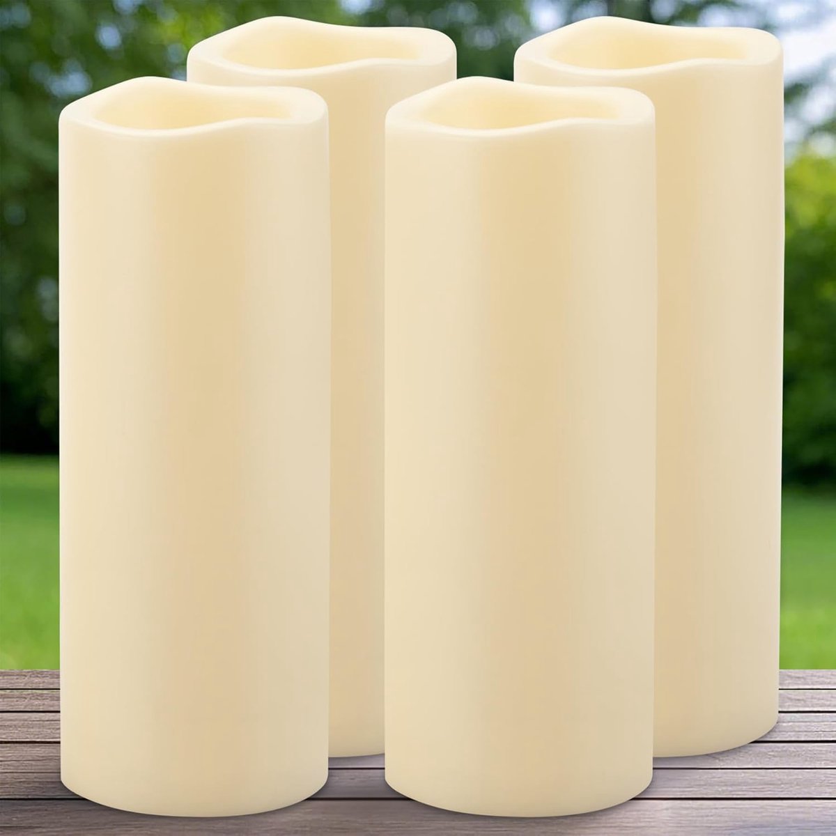 4Pcs 10x25.5cm Large Waterproof Outdoor LED Candles with Timer, Battery Operated Outdoor Flameless Candle with Timer - ShopVlot