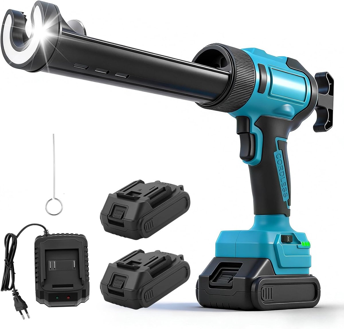 Battery cartridge press 800N - electric silicone gun with 6 speeds, 180 mm hub and smart display - ShopVlot