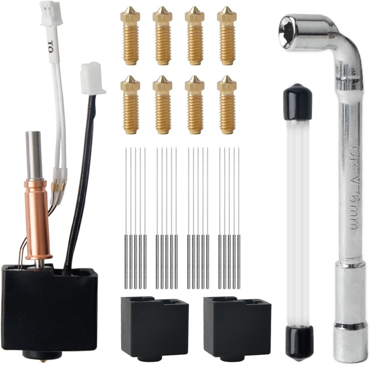 3 Hotend Kit for Anycubic Kobra 3D Printer Hotend Kit Accessories with 8 x 0.5 mm Brass Nozzles, 1 Nozzle Wrench, 3 - ShopVlot