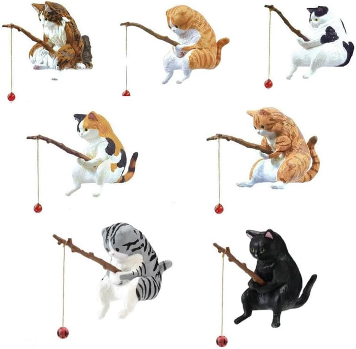 7 Pieces Cat Fish Ornaments Fish Statues Fish Hiding Ornaments Cute Cat Figures Interesting Fish Tank Ornaments for - ShopVlot