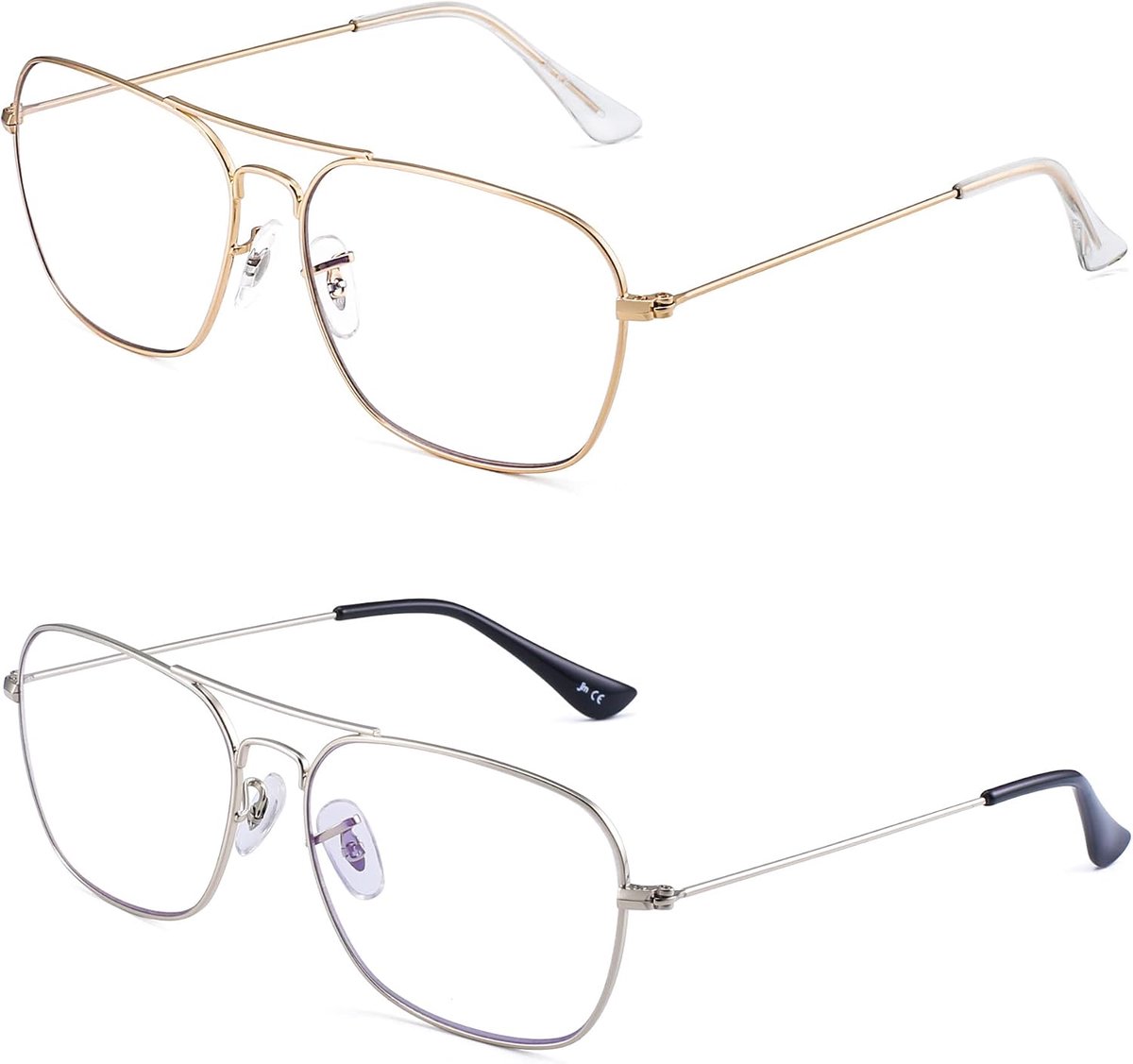 Lezende brillen 2 stuks - Blauwlichtfilter - Metalen frame - Bescherming voor ogen - ShopVlot