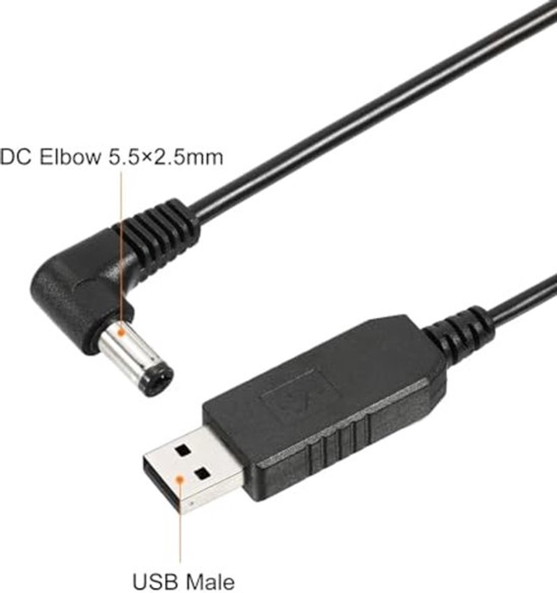 DC 5V naar DC 9V USB Step Up Spanningsomvormer, 5,5 x 2,5 mm transformator voeding adapter kabel lader draad voor router LED-lamp luidsprekers camera, auto rijden recorder (1 m, 6 W, 0,6 A)
