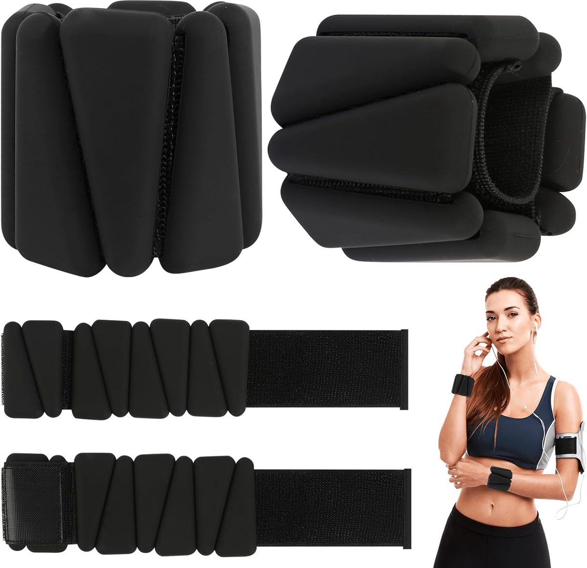 Pols- en enkelgewichten 2 x 0,5 kg - verstelbare banden - comfortabel en duurzaam - ideaal voor training - ShopVlot