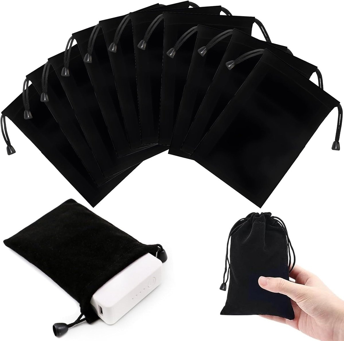 Fluwelen zakjes 15 x 10 cm - zwarte geschenkverpakking - met trekkoord - ideaal voor sieraden - ShopVlot