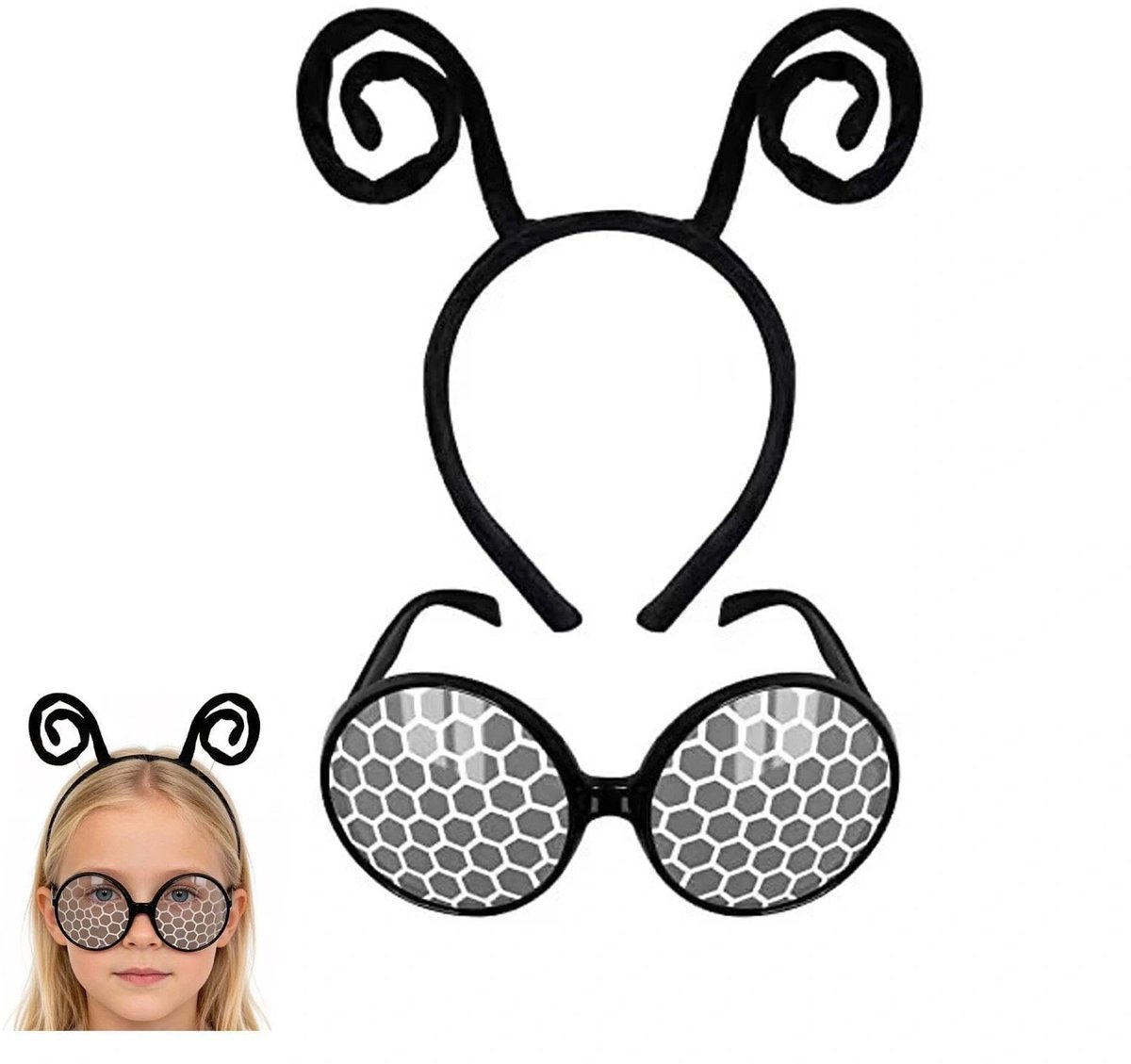 Solidchoice - Set van 2 Insect Antenne Hoofdbanden met Zonnebril voor Kinderen