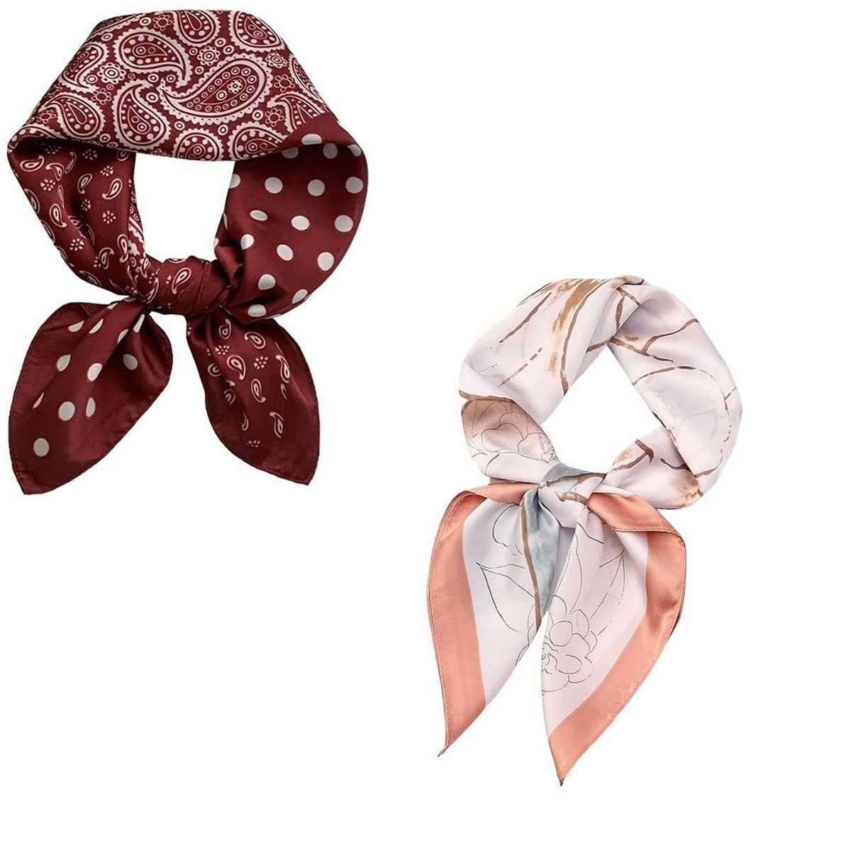 Solidchoice - Set van 2 Elegante Bandana's van Kunstzijde voor Dames