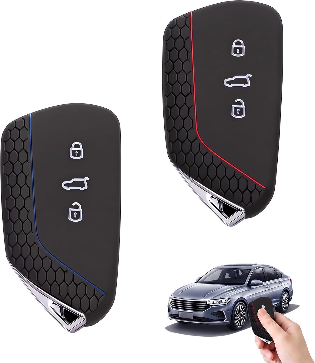 beschermhoes autosleutel - flexibel siliconen - 3 knoppen - perfecte pasvorm voor VW, Skoda en Seat - ShopVlot