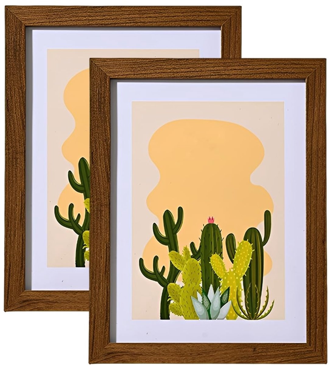 Solidchoice - Set van 2 Houten Fotolijsten 10 x 15 cm met Acryl Glas