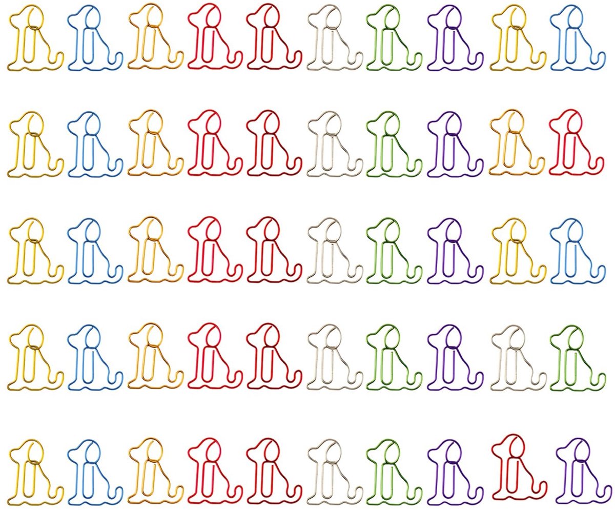 Solidchoice - 50 Stuks Schattige Paperclips in Dierenvorm (Hond) voor Kantoor en School