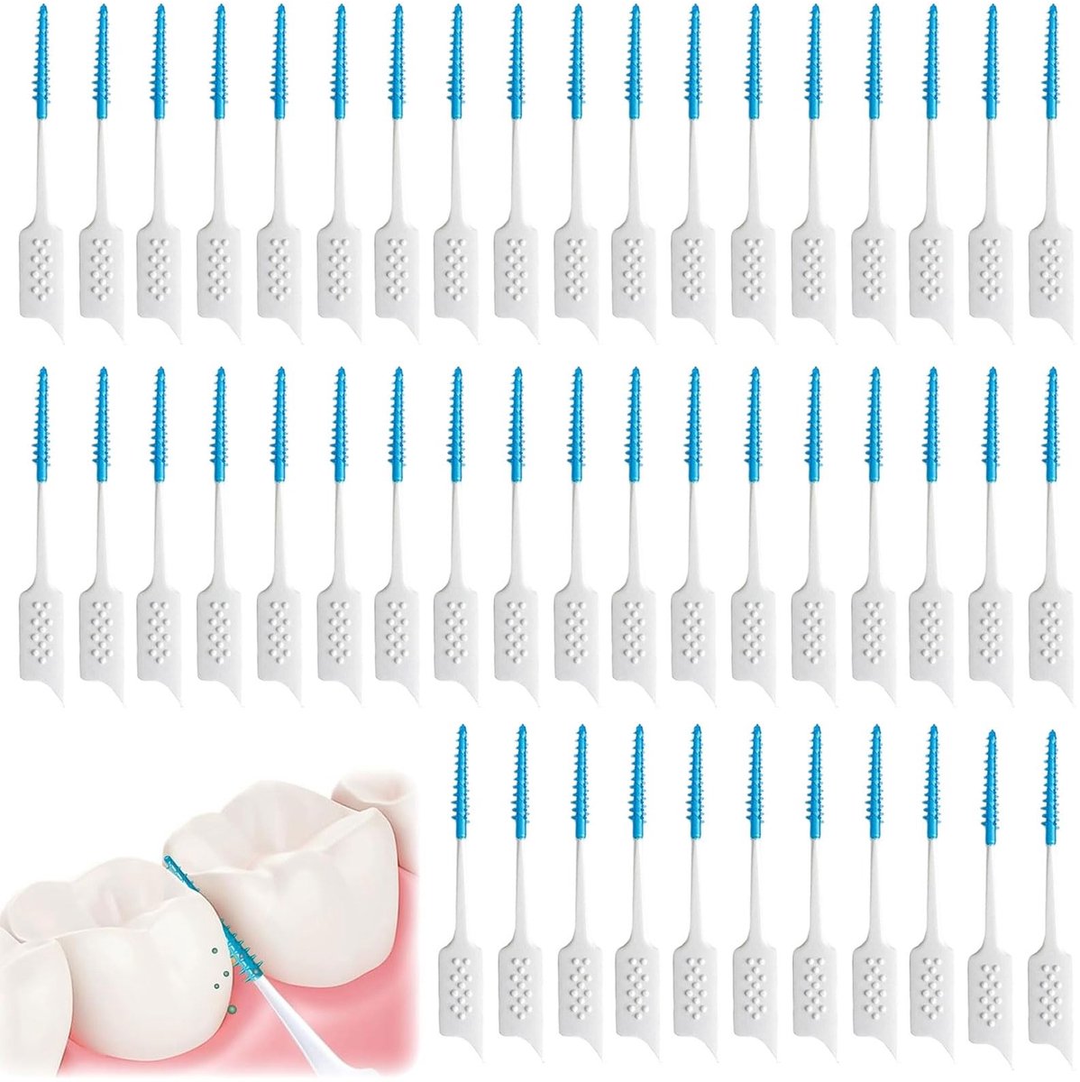 Solidchoice - 200 Stuks Interdentale Borstels van Silicone, Blauw