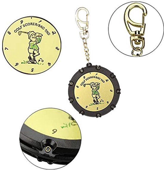 aladdien - Golf Score Stroke Counter - Golfaccessoires - Handig met Clip Keychain - Goud - Voor 18 Holes en 9 Shots - Ideaal voor Golfliefhebbers - ... van Aladdien — afbeelding 2