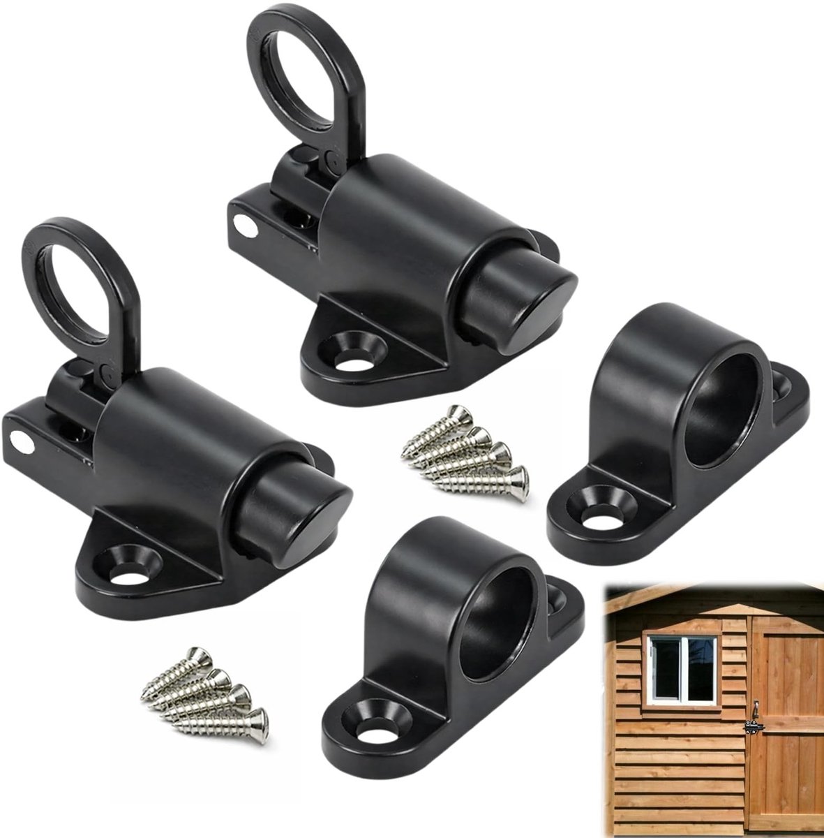 Solidchoice - Schuifdeurslot met Veervergrendeling - Set van 2 Stuks