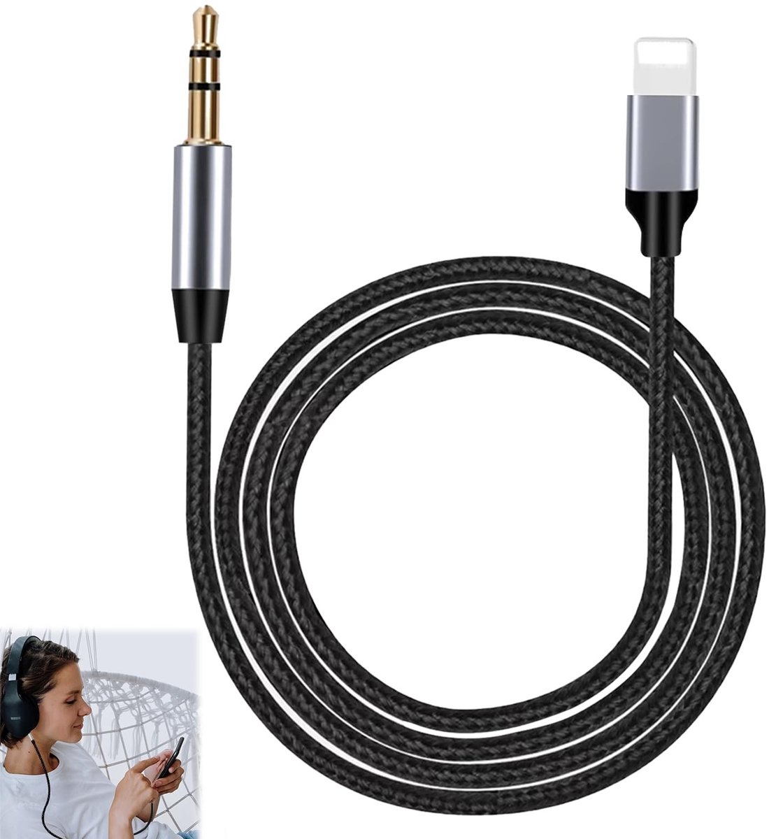 Solidchoice - AUX Kabel met Jack Adapter voor iPhone