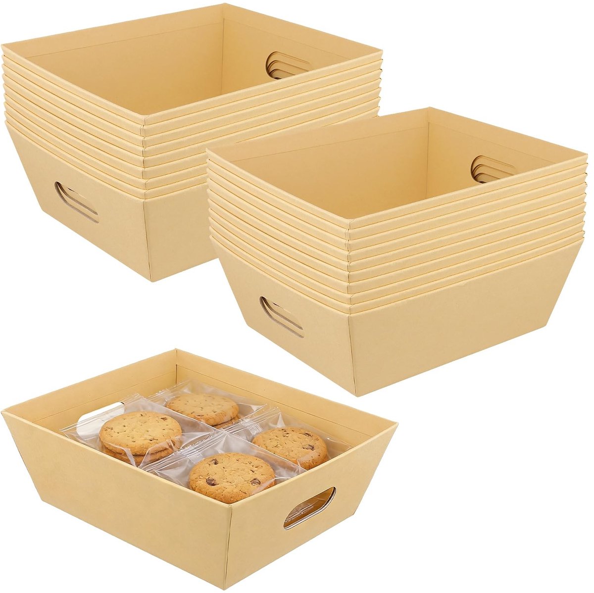 Solidchoice - Set van 20 Lege Kartonnen Geschenkmanden met Handgrepen