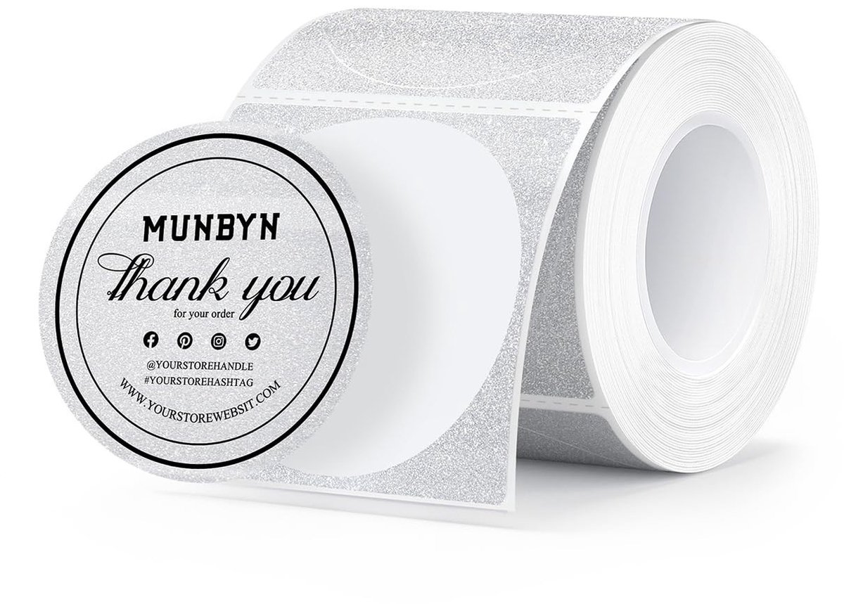 Solidchoice - Ronde Thermische Labels met Zilver Glitter voor Thermische Printers