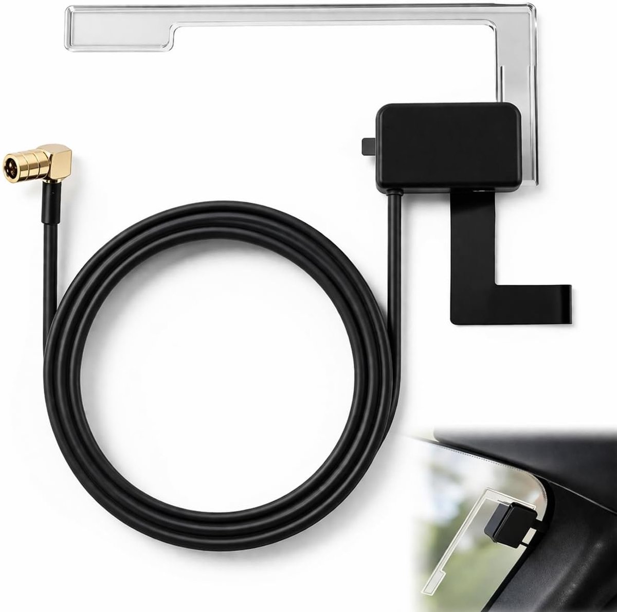 DAB autoantenne met 3 meter kabel - glasmontage - actieve coaxiale antenne - betrouwbare digitale radioontvangst - ShopVlot