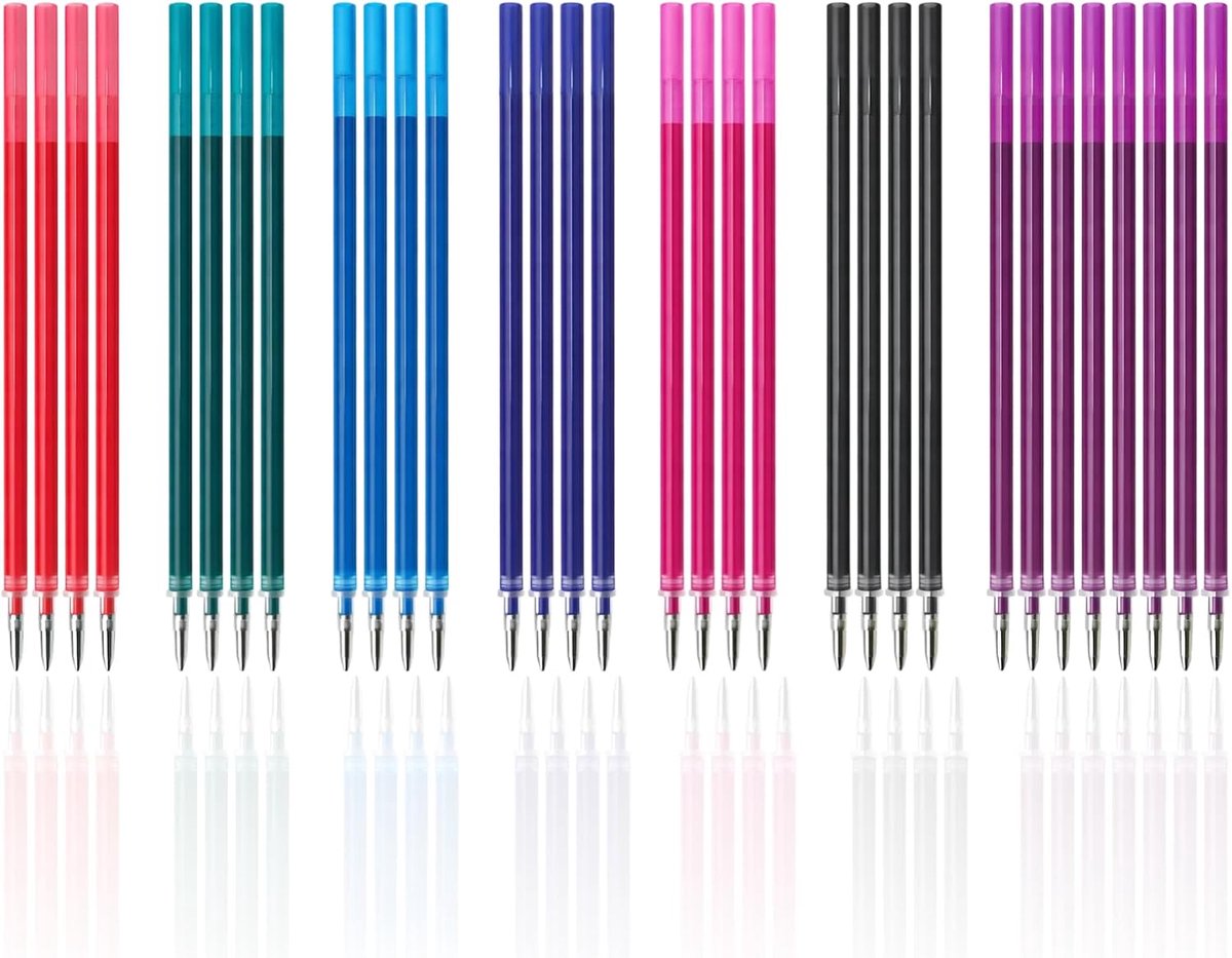 Set van 32 navullingen 0,7 mm - gekleurde vullingen - uitwisbaar voor gelpennen - ideaal voor school en kantoor - ShopVlot