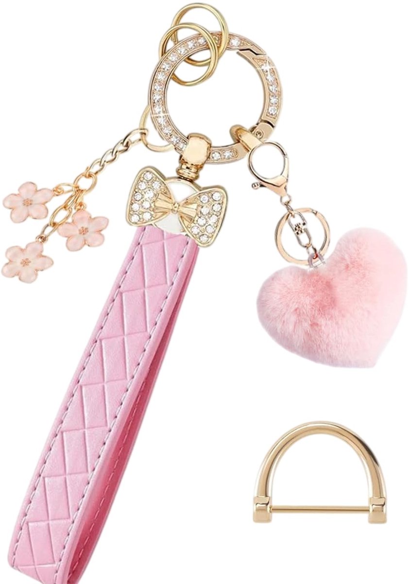 Solidchoice - Elegante Sleutelhanger van Leer met Charmante Bedels