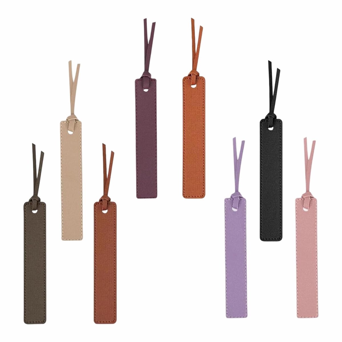 Solidchoice - Set van 8 Leren Boekenleggers met Gepersonaliseerde Touw