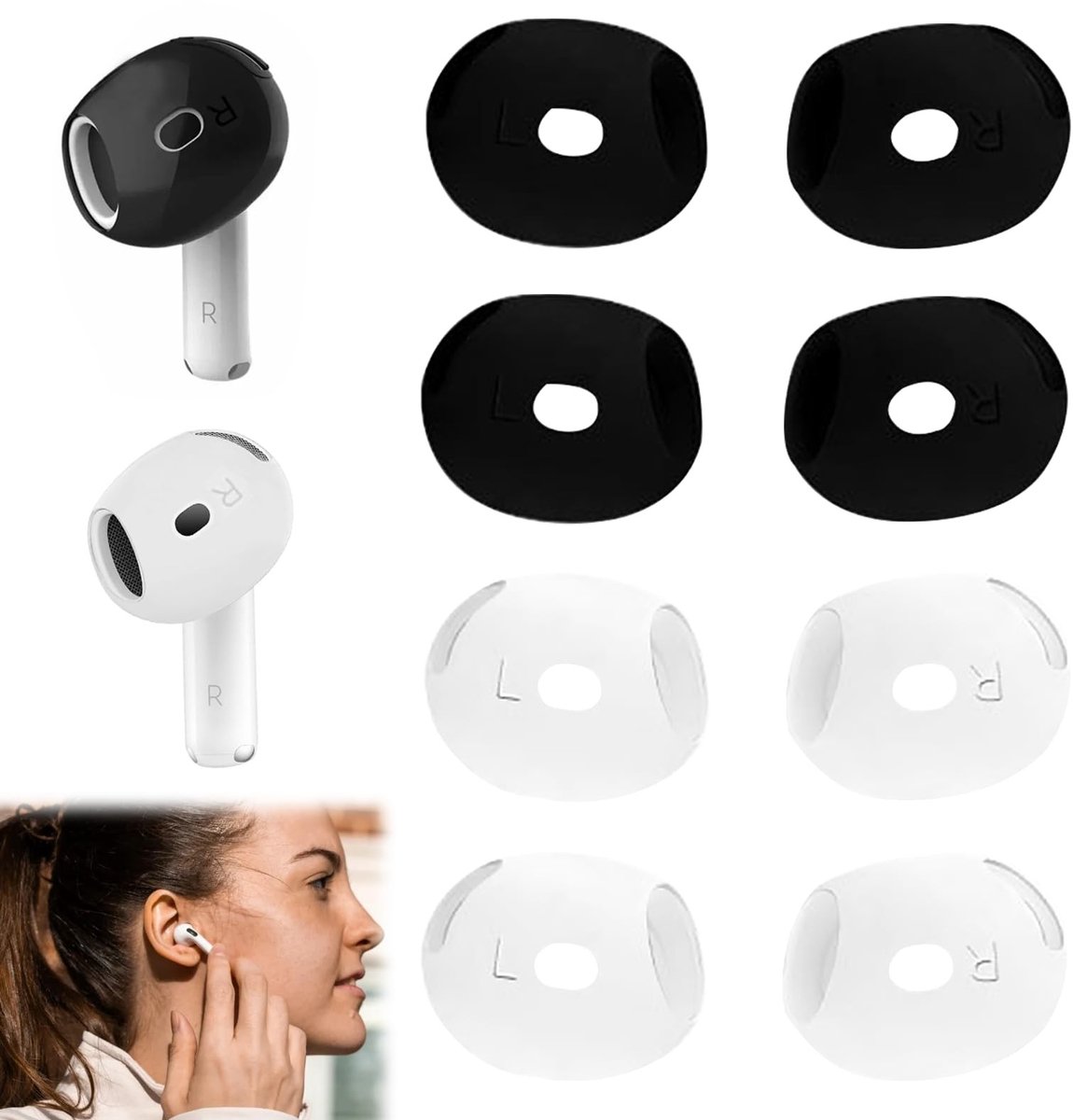 Solidchoice - Set van 4 Oordopjes voor AirPods - Zachte Silicone Beschermhoezen