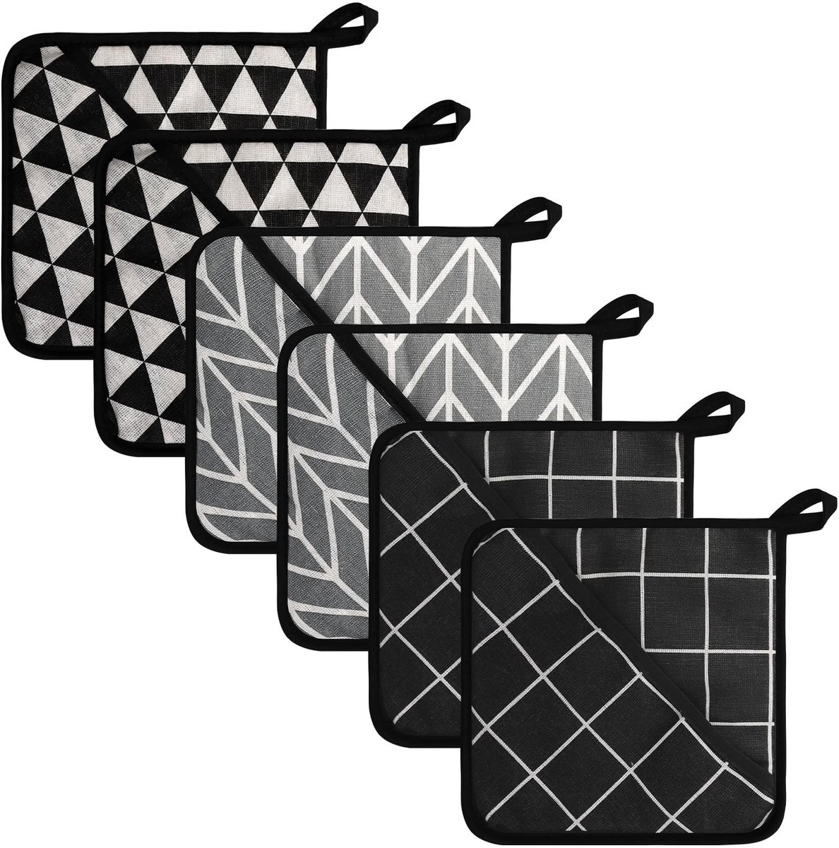 Solidchoice - Set van 6 Warmtebestendige Pannenlappen 18x18 cm Wasbaar