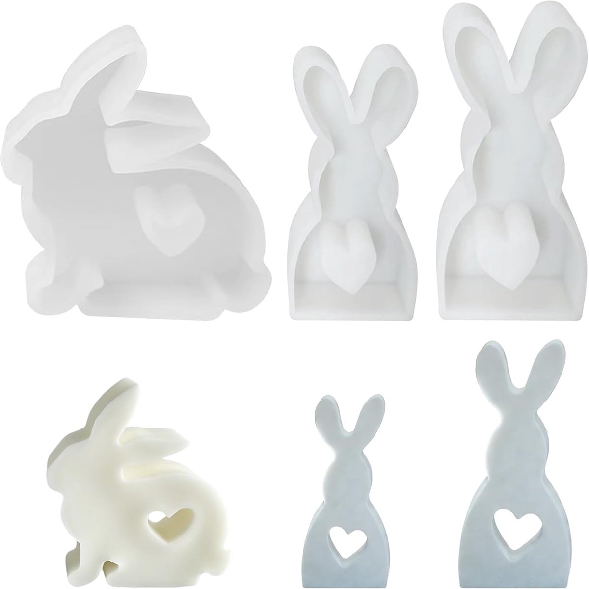 Siliconen kaarsenmal set van 3 - 3D vorm - voor Paashaas - ideaal voor aromatherapie en decoratie - ShopVlot