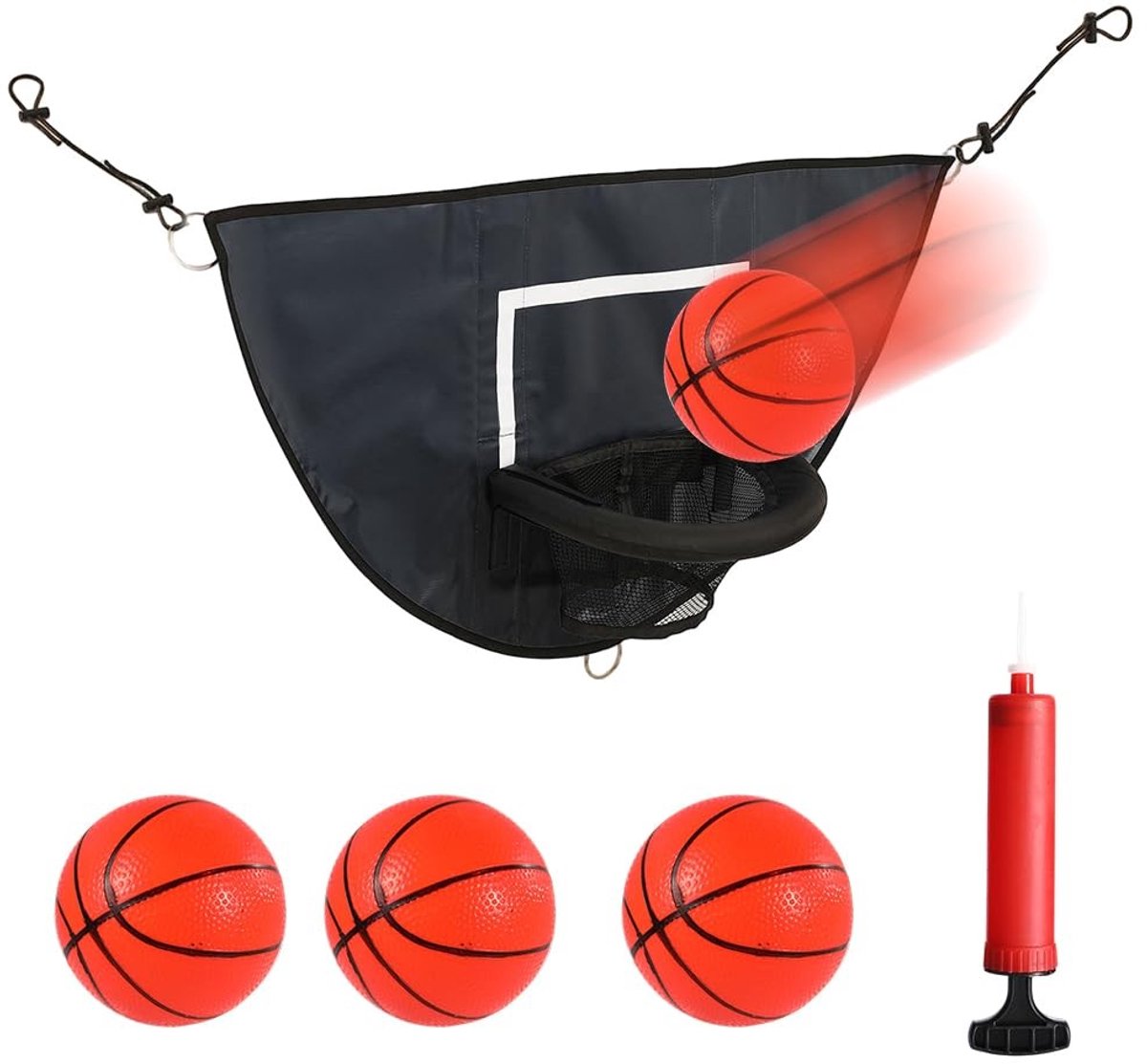 Solidchoice - Universele Mini Basketbalmand voor Trampoline met 3 Mini Basketballen