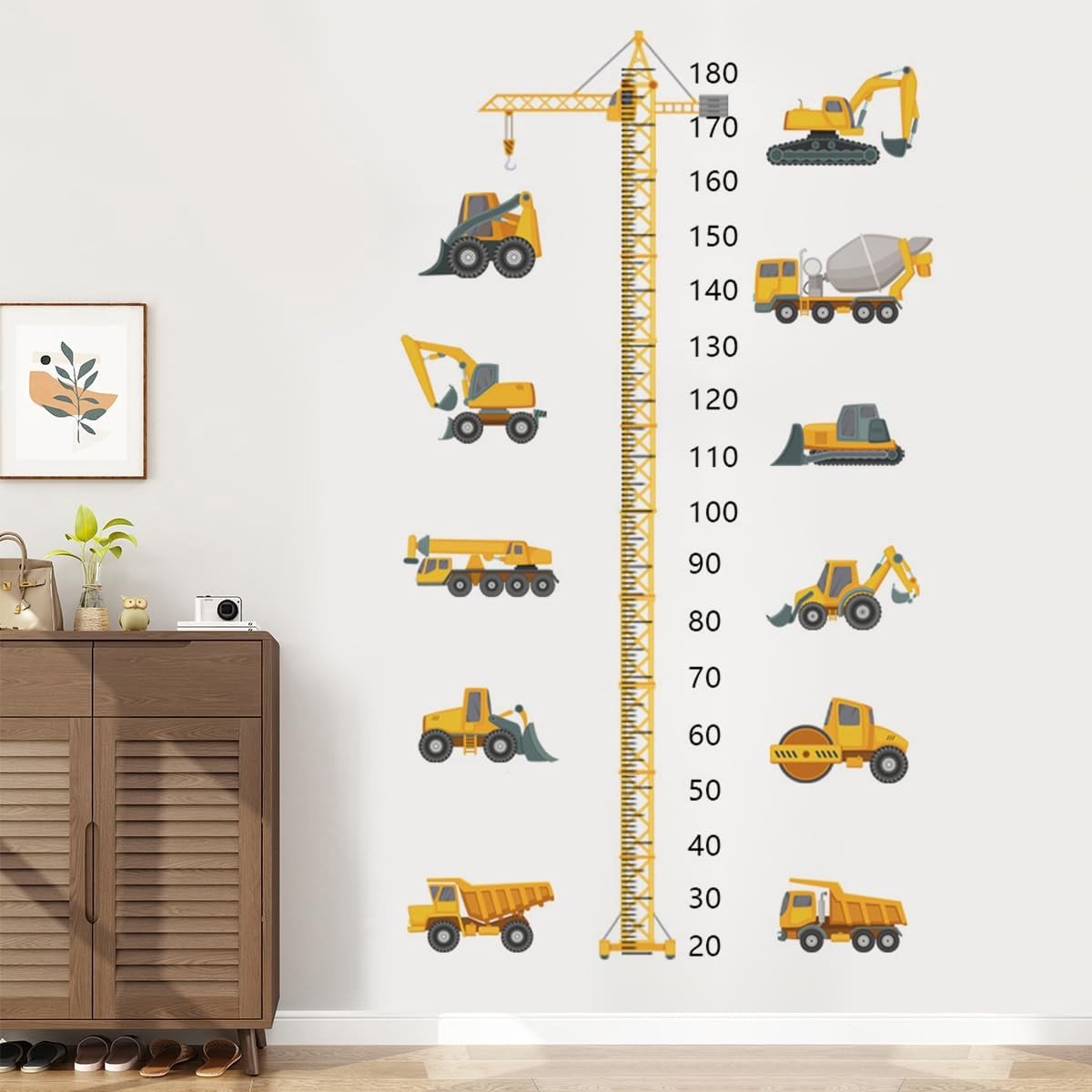 Solidchoice - Maatstickers voor Kinderen met Bouwvoertuigen, Zelfklevend