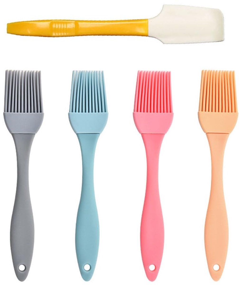 Solidchoice - Set van 4 Siliconen Keukenkwasten met Botermes en Hittebestendige Eigenschappen
