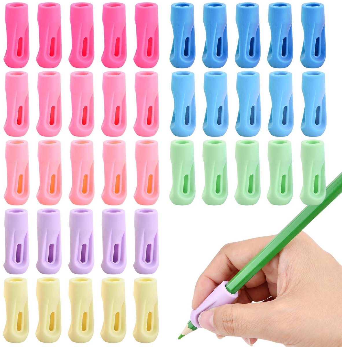 Solidchoice - Ergonomische Potloodgrepen Set van 40 in 8 Kleuren