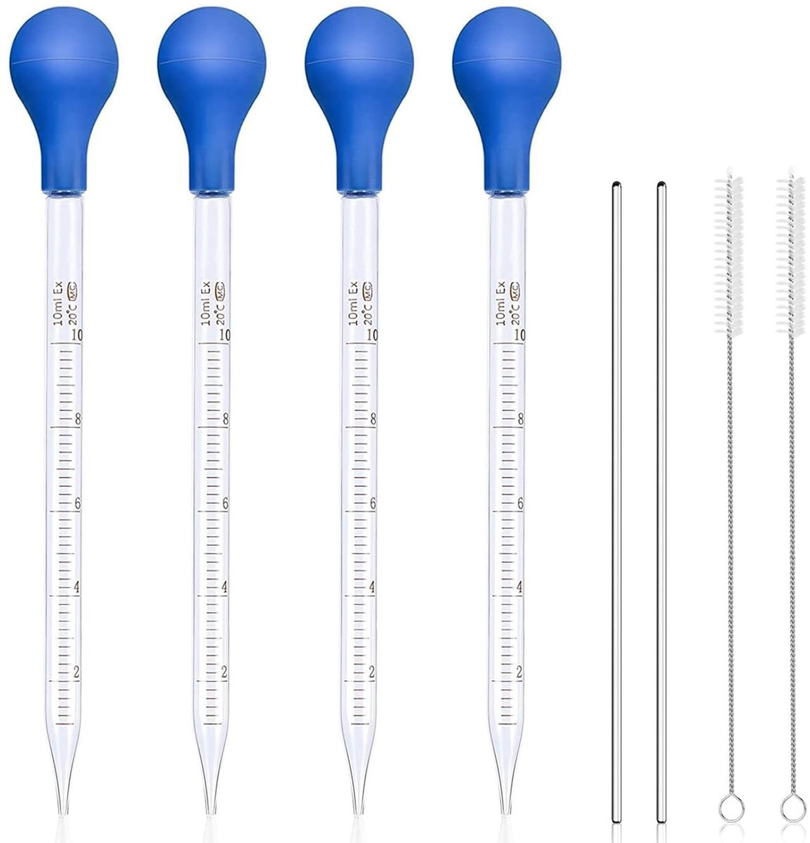 Solidchoice - Set van 4 Glazen Pipetten met Roerstaafjes