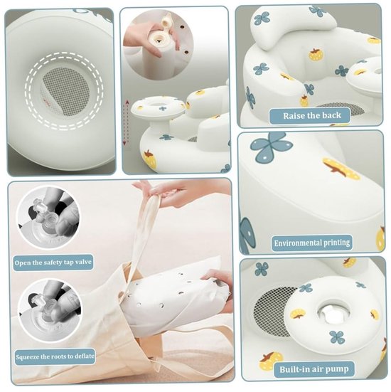 Opblaasbare baby stoel - Peuter zitje - Comfortabel zitten - Ingebouwde luchtpomp - 49 x 35 cm - A — afbeelding 2