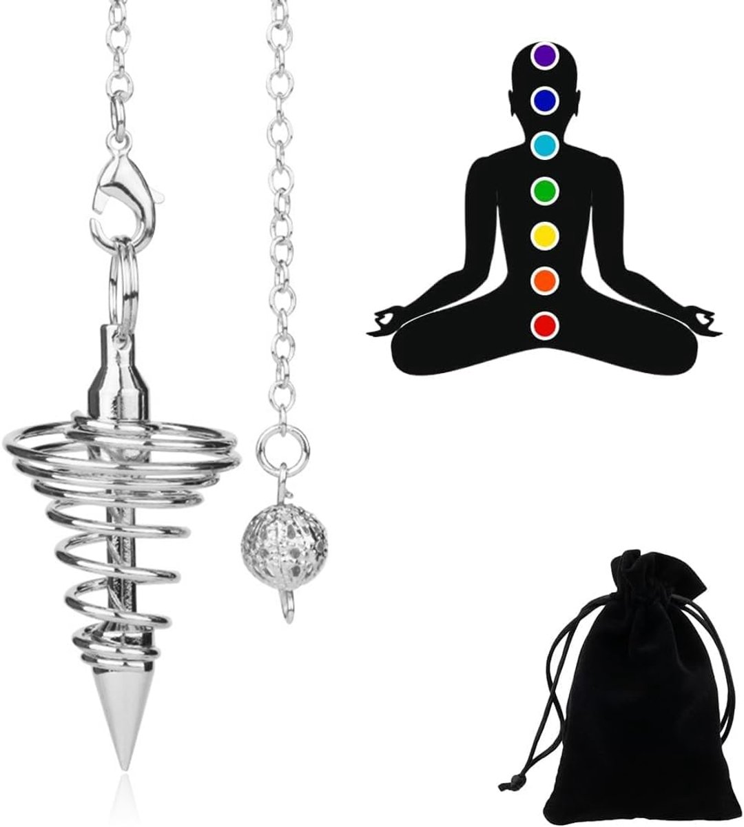 Pendulum voor waarzeggers - Egyptische zilveren spiraal - Koper en metaal - Geschikt voor divinatie - ShopVlot