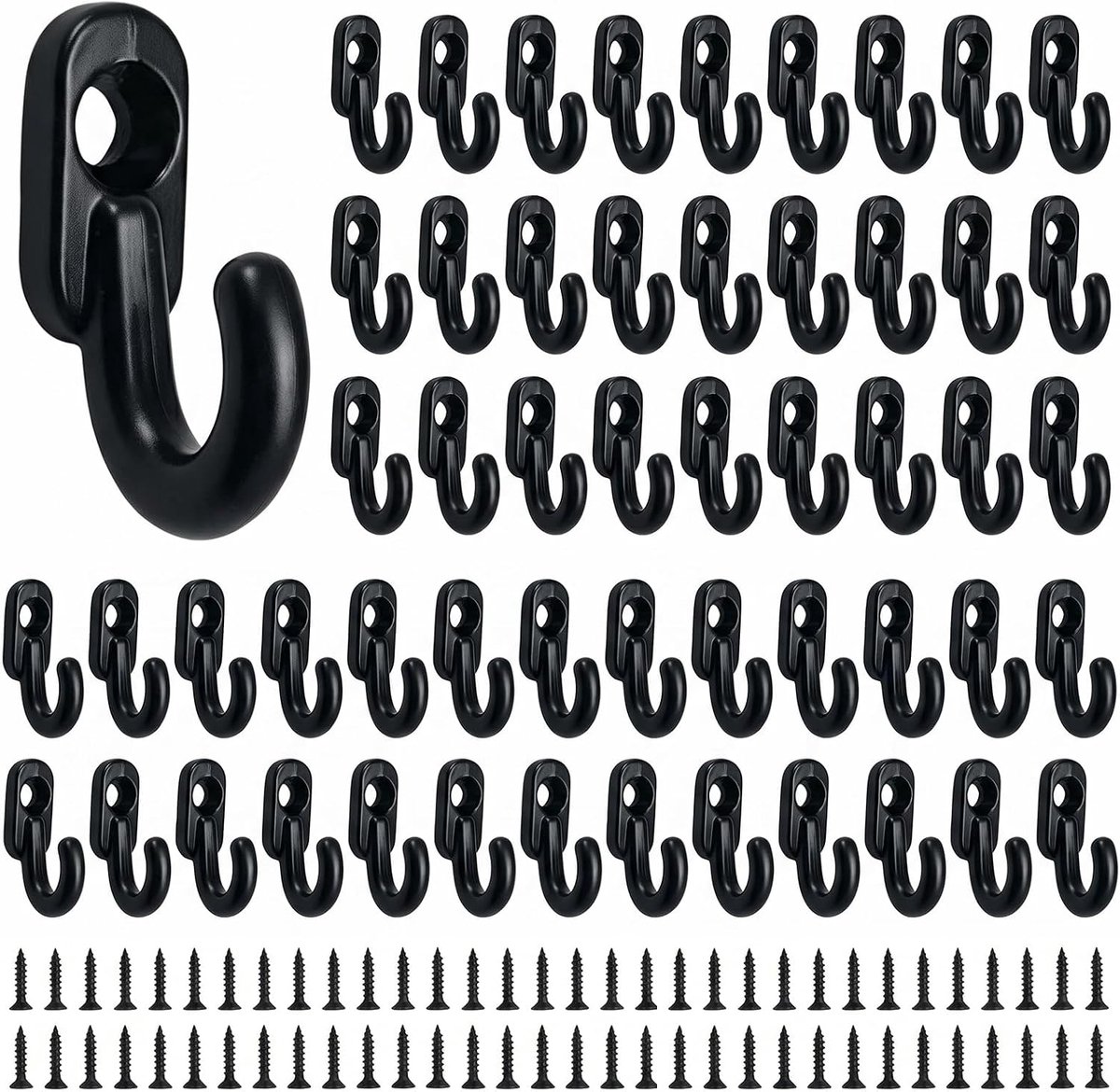 60 stuks mini-haken, 17 mm haken voor sleutelplank, zwart, wandhaken, klein, voor sleutelplank, sieraden, hal - ShopVlot