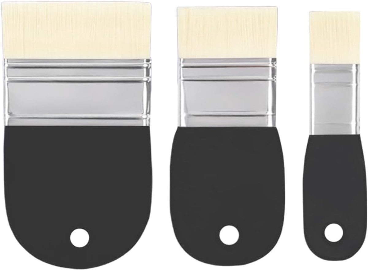 Verfkwasten set van 3 - professionele acrylborstels - vlakke olie verfborstels - ideaal voor schilderen - ShopVlot