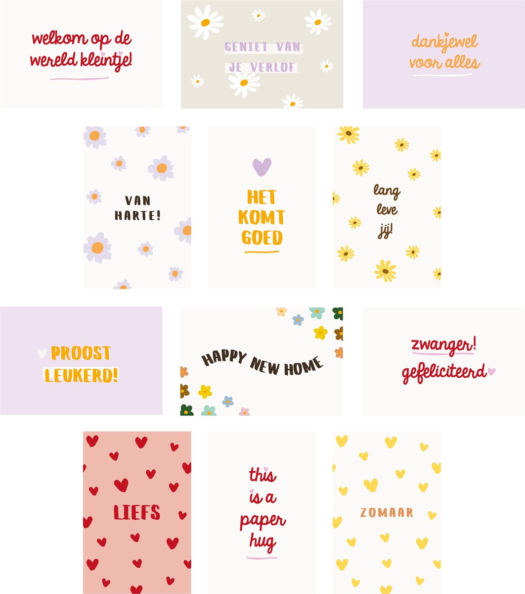 WeLikeToLove Kaarten - Wenskaarten - Kaartjes - Kaartenset - Postkaarten - Versturen - Set - A6