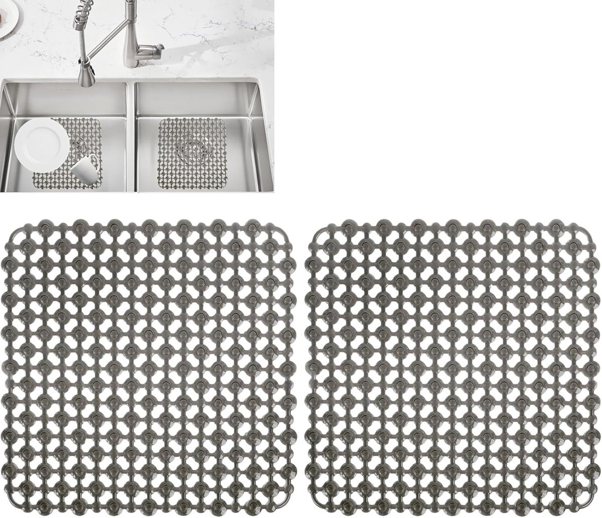 Afvoer mat 28x28cm - Grijs PVC - Snijbaar - Voor droge aanrechtbladen - ShopVlot