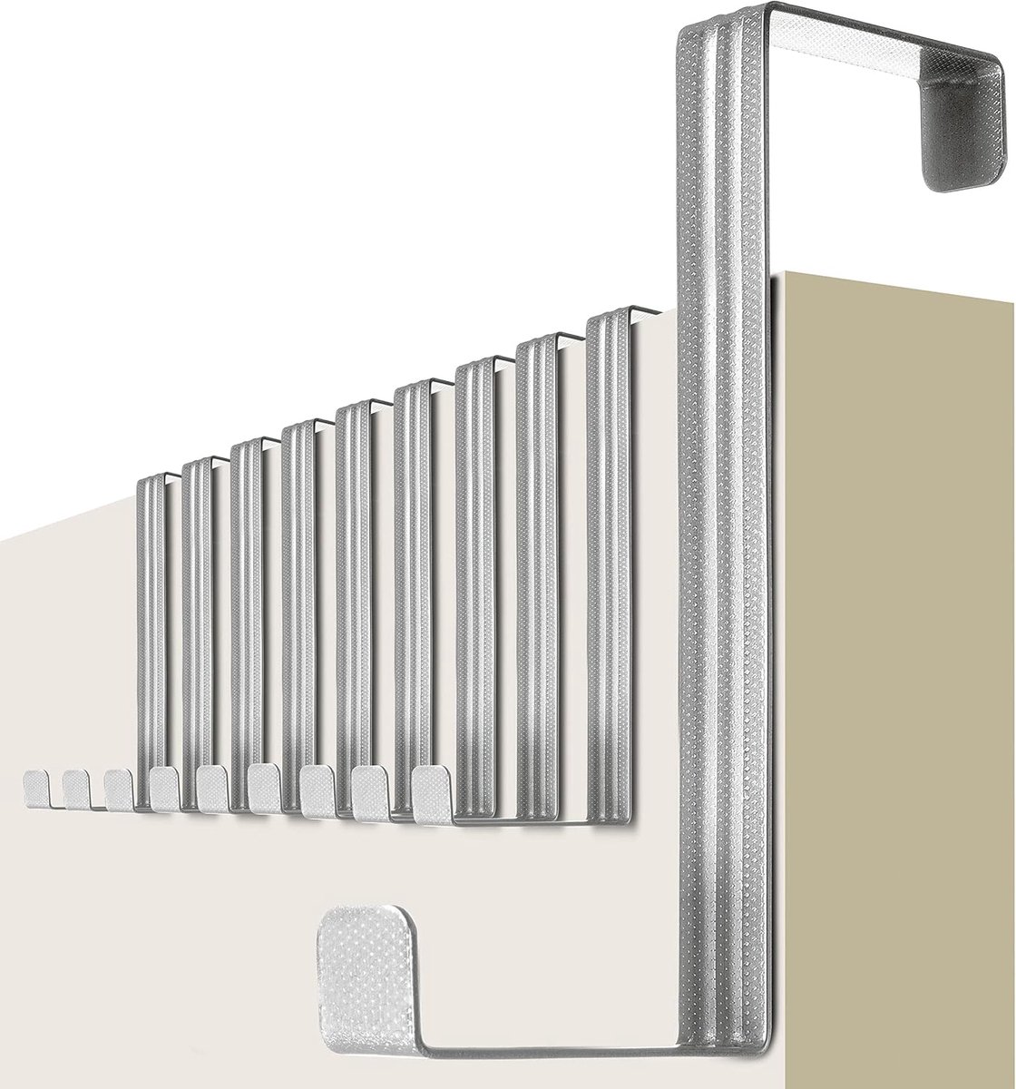 Deurhaken 10x RVS - 3,5 - 4 cm x 9,5 cm - Ruimtebesparend en veelzijdig - Ideaal voor jassen en handdoeken - ShopVlot