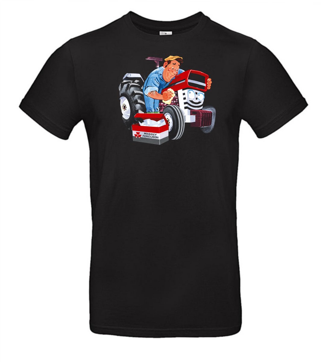 T-shirt zwart met opdruk Massey Ferguson maat XL van Shirtmakelaar