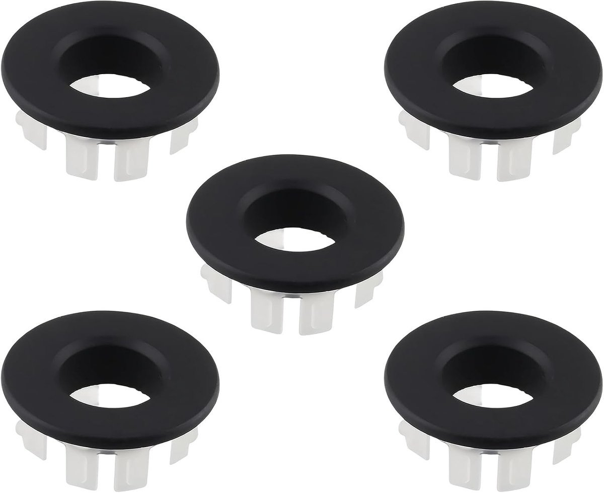 Ronde messing overloop gaten cover set van 5 voor badkamer en keuken, wastafel afdekking, sifonbekleding en overloop rozet