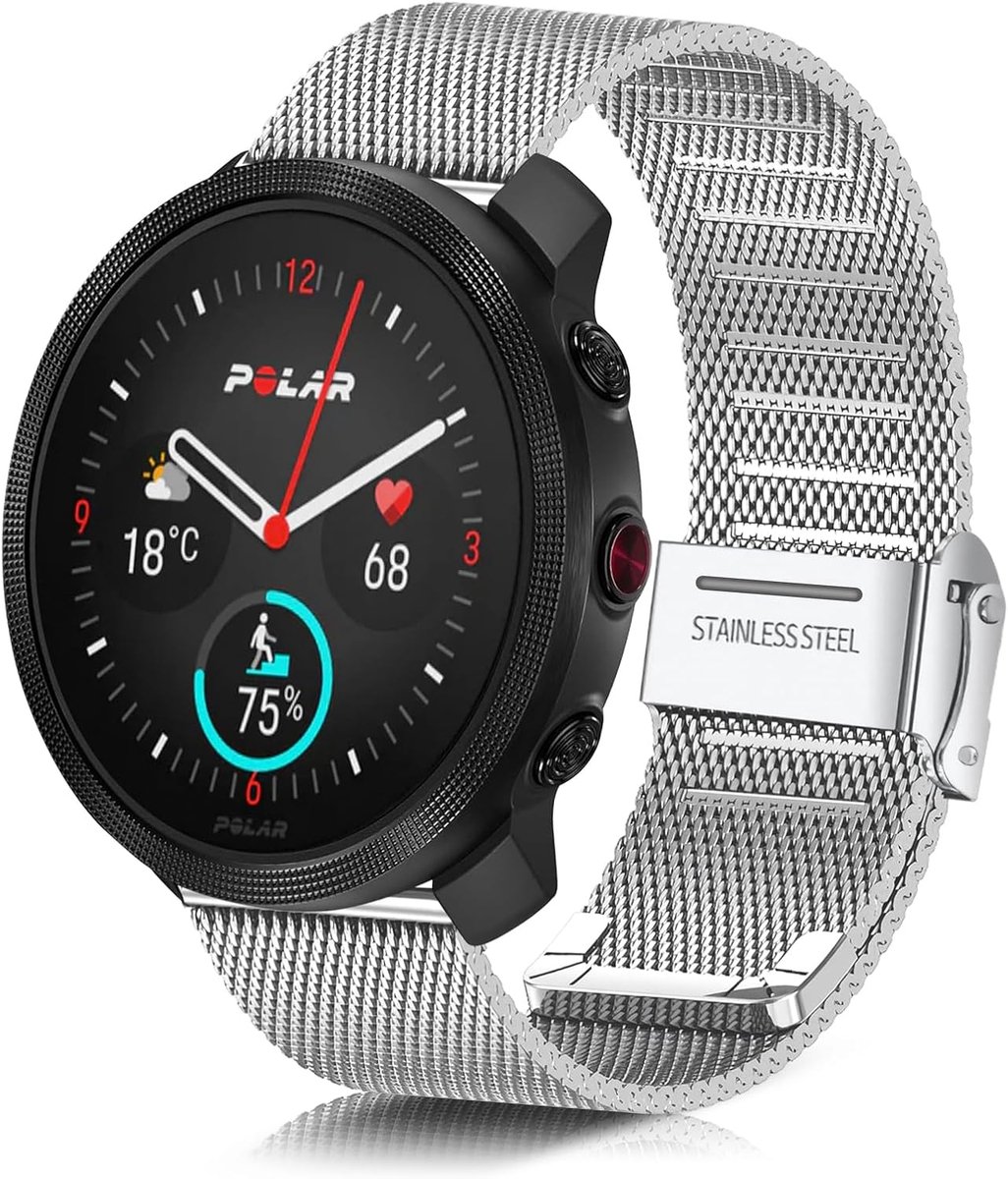 Horlogeband 22mm - Rvs Mesh Woven - Vervangband voor Polar Vantage M3 - Stijlvolle upgrade - ShopVlot
