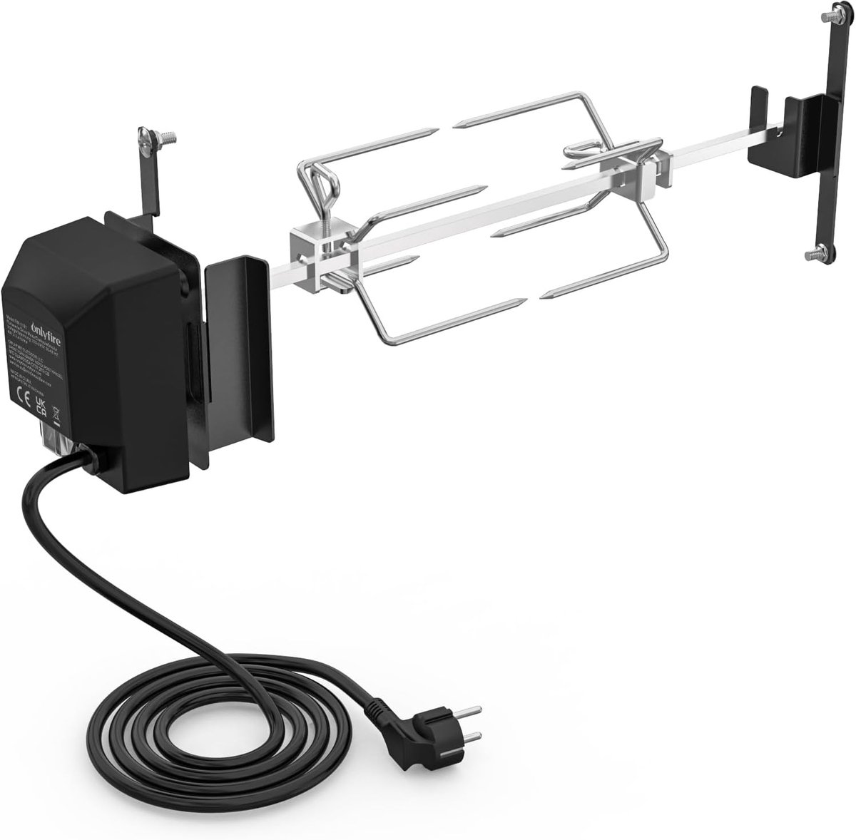 Grillspies Set 47cm - RVS - Inclusief motor en 2 vleesvorken - Ideaal voor Weber barbecue - ShopVlot