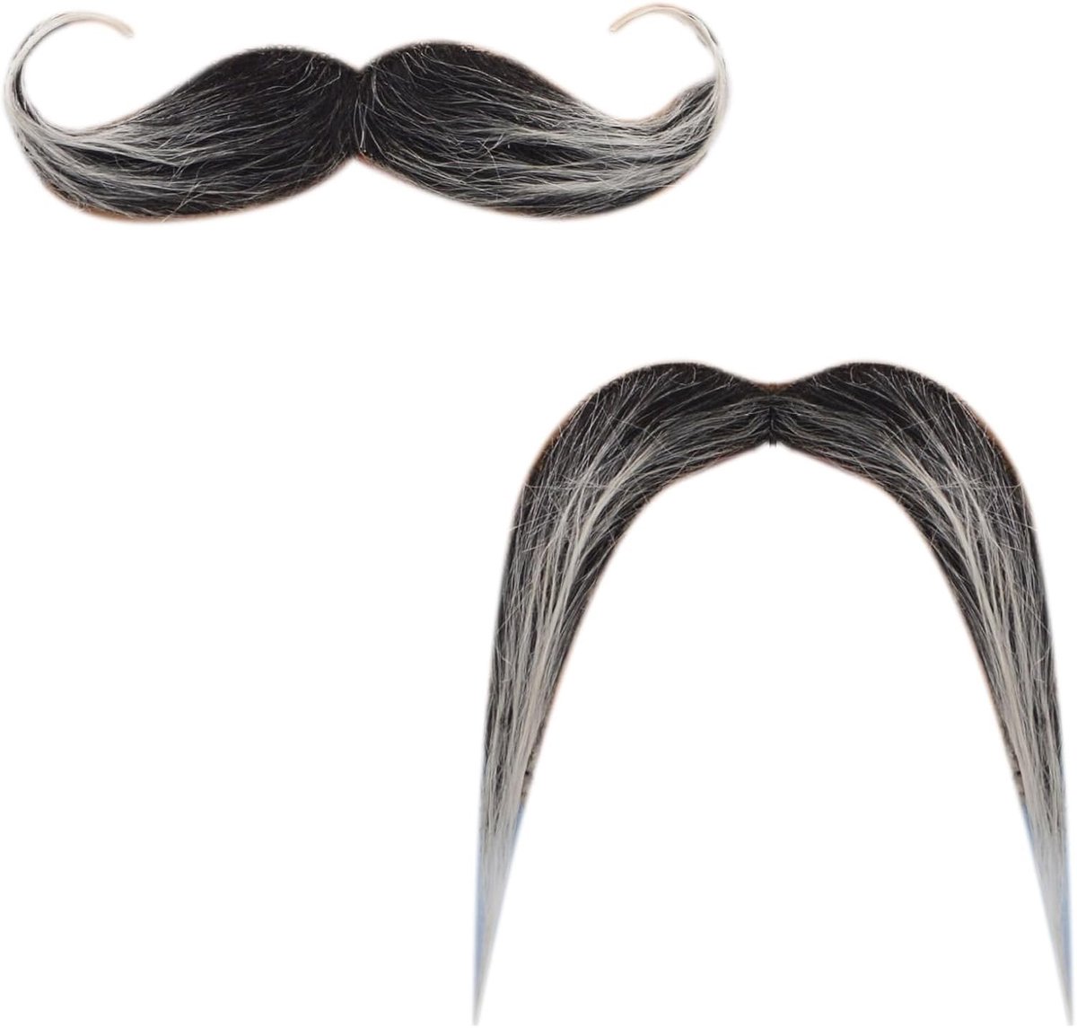 Set van 2 zelfklevende nepbarden en snorren voor carnaval, feestkleding en verkleedpartijen